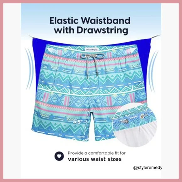 Quick Dry Swim Trunks with Mesh Lining and Pockets